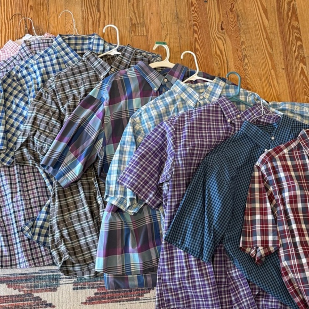 Jos. A. Bank Men's Lot of 8 Checkered & Plaid Shirts Burgundy, Navy, Green